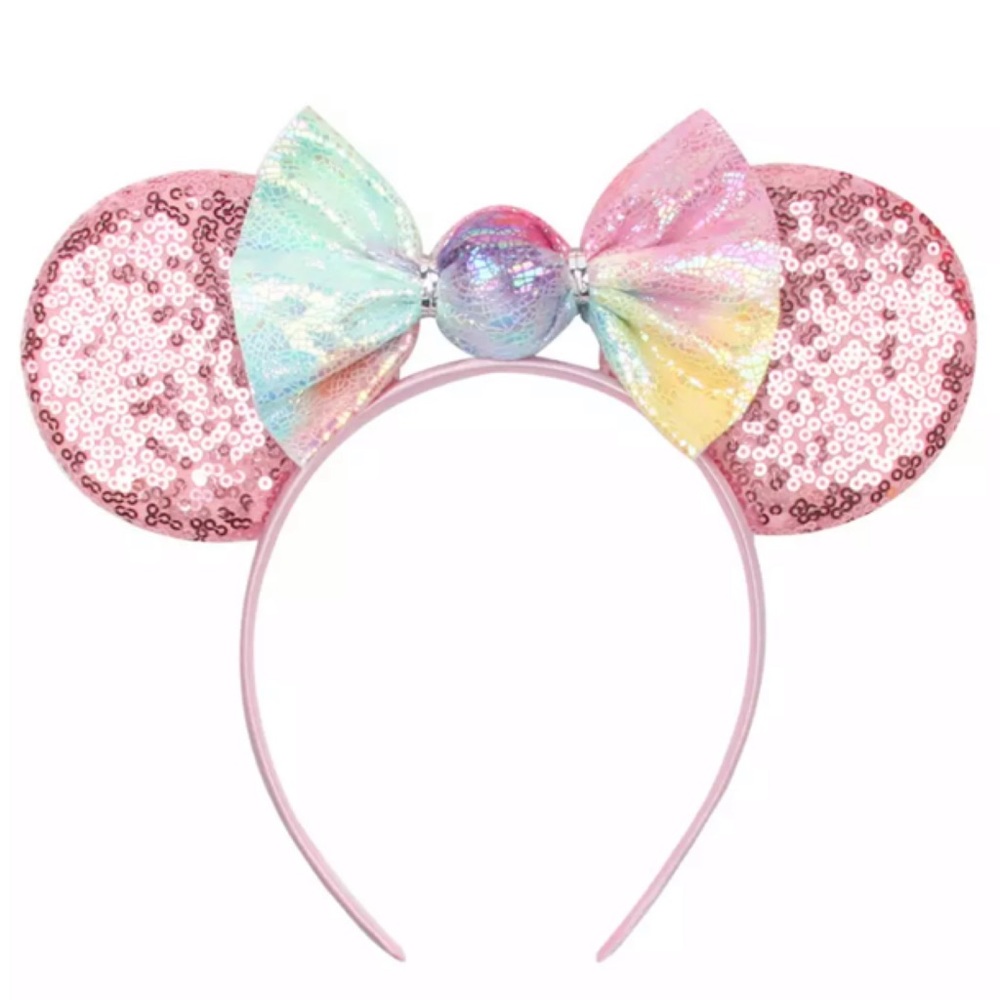 Minnie Mouse Pink Sequin Headband with Candy Bow - Picture 1 of 14